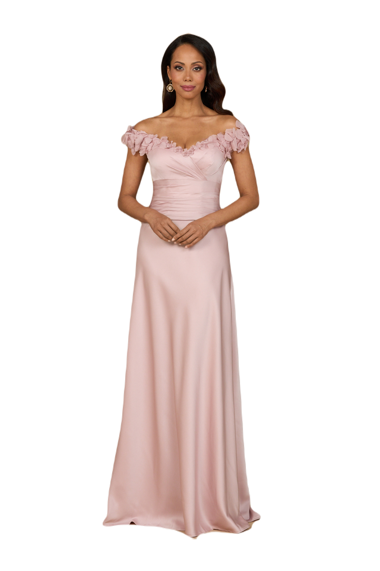 Off Shoulder Satin Gown, Main, color, Blush