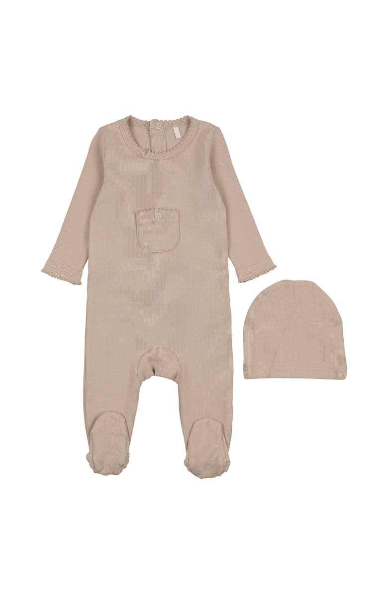Pouf Girls Ribbed Pocket Footie, Main, color, Taupe