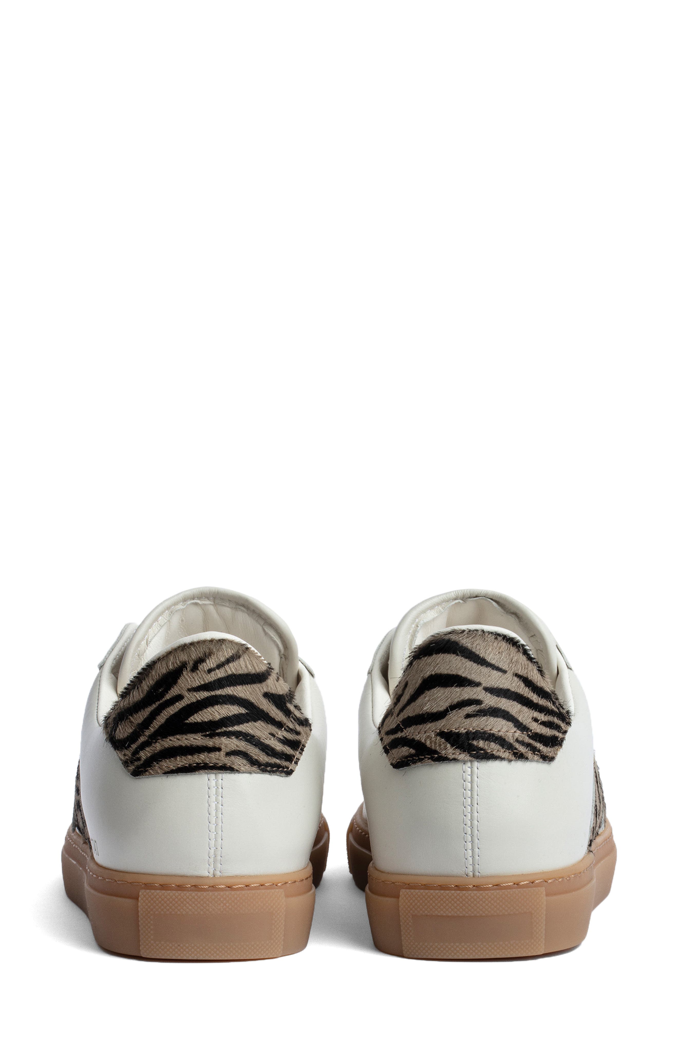 Zadig & Voltaire Zebra Print Genuine Calf Hair Sneaker, Alternate, color, 