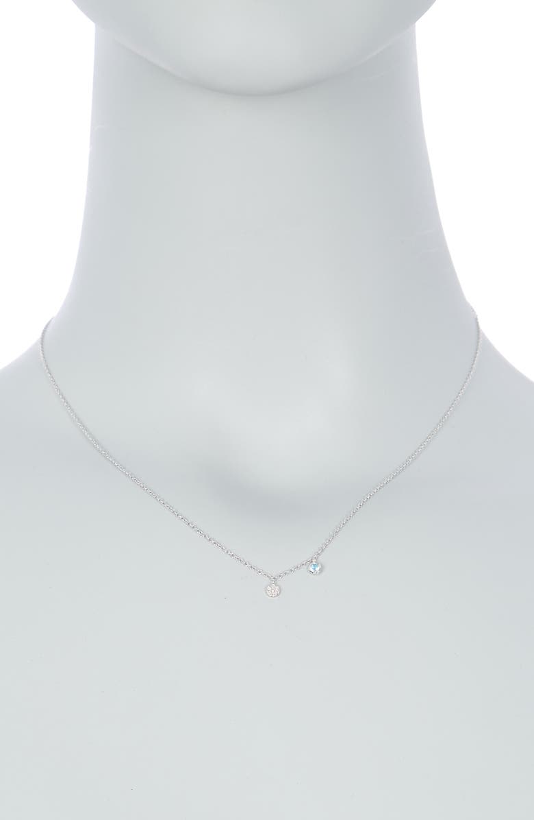 Meira T 14K White Gold Diamond & Blue Topaz Necklace, Alternate, color, White Gold Blue Topaz