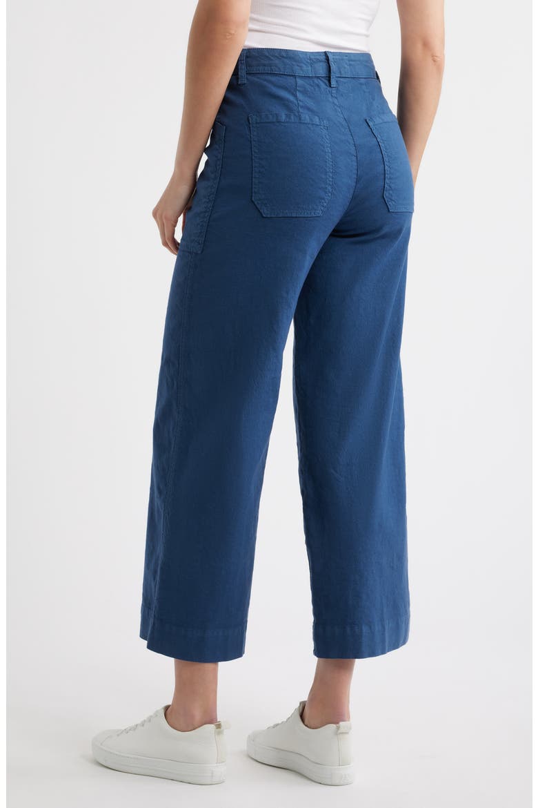 Stretch Cotton & Linen Crop Wide Leg Carpenter Pants, Alternate, color, SUMMER NAVY