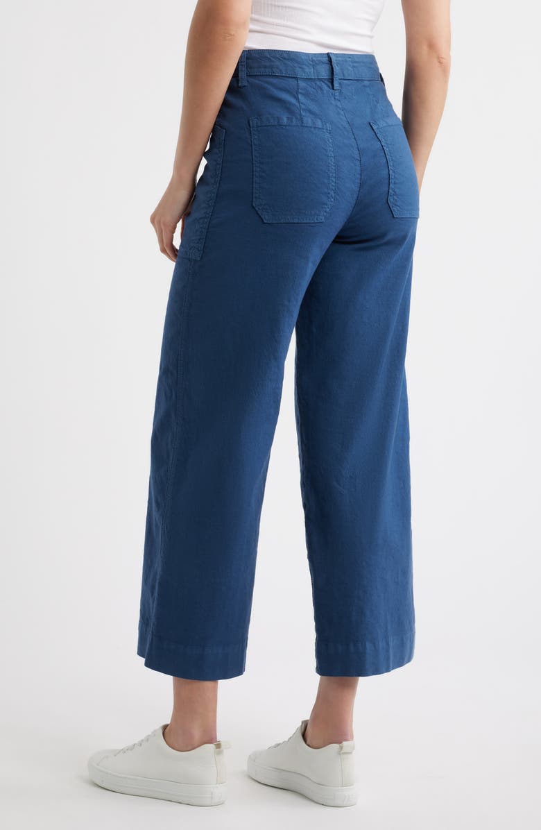 Frank & Eileen Stretch Cotton & Linen Crop Wide Leg Carpenter Pants, Alternate, color, Summer Navy