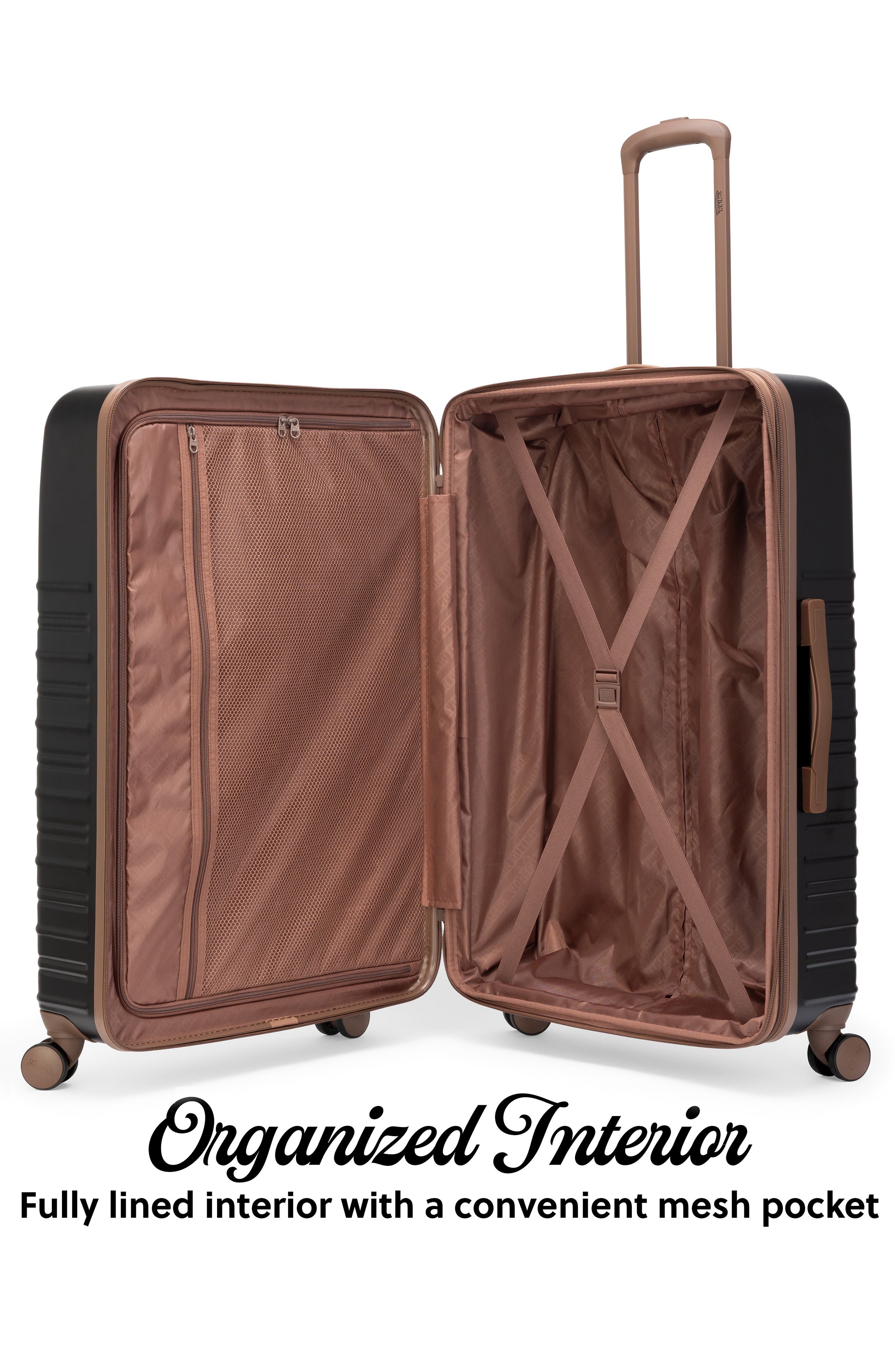 Von Dutch Retro Trek 3-Piece Expandable Hardside Spinner Luggage Set, Alternate, color, Black