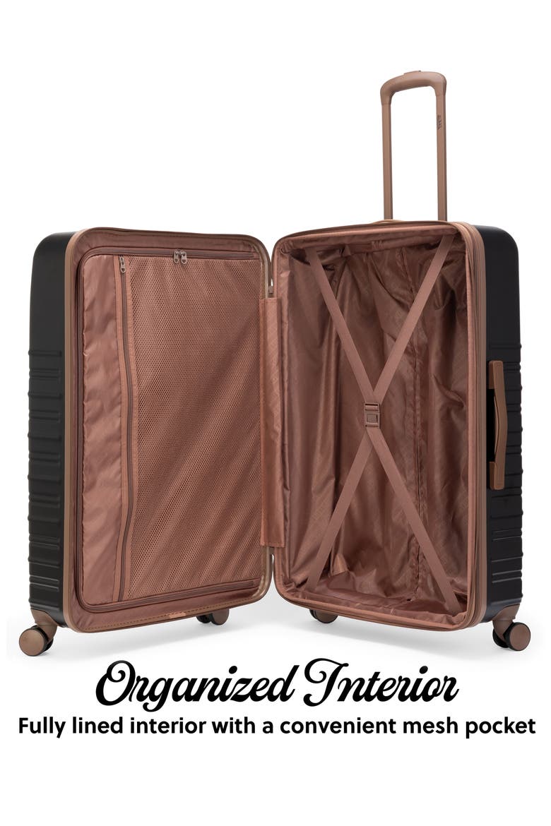 Retro Trek 3-Piece Expandable Hardside Spinner Luggage Set, Alternate, color, Black