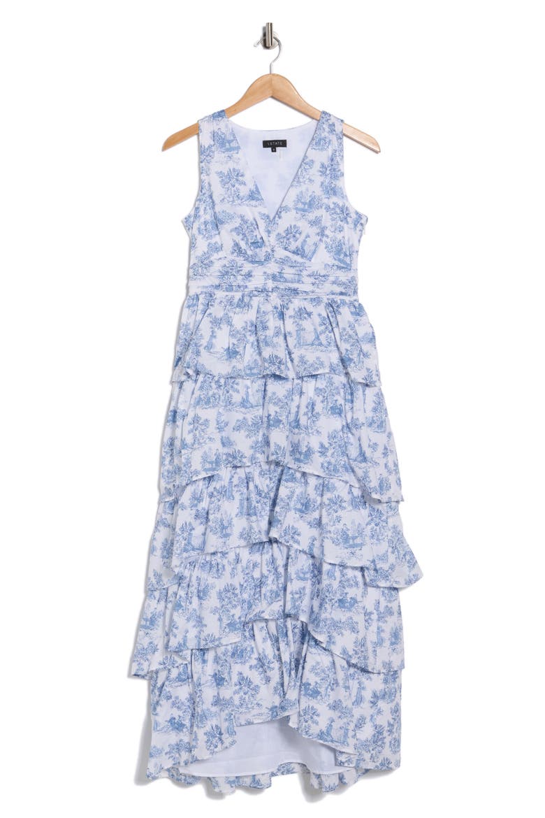 Ruffled Tiered Maxi Dress, Alternate, color, BLUE DENIM