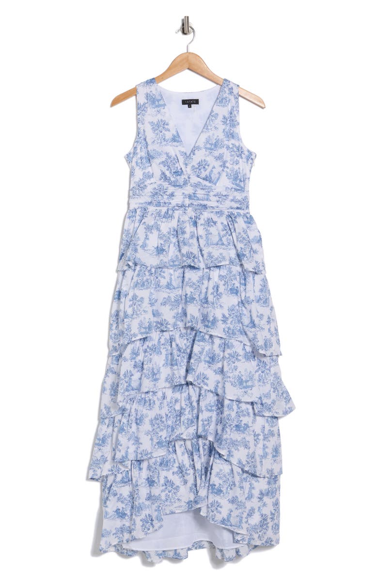 1.STATE Ruffled Tiered Maxi Dress, Main, color, Blue Denim