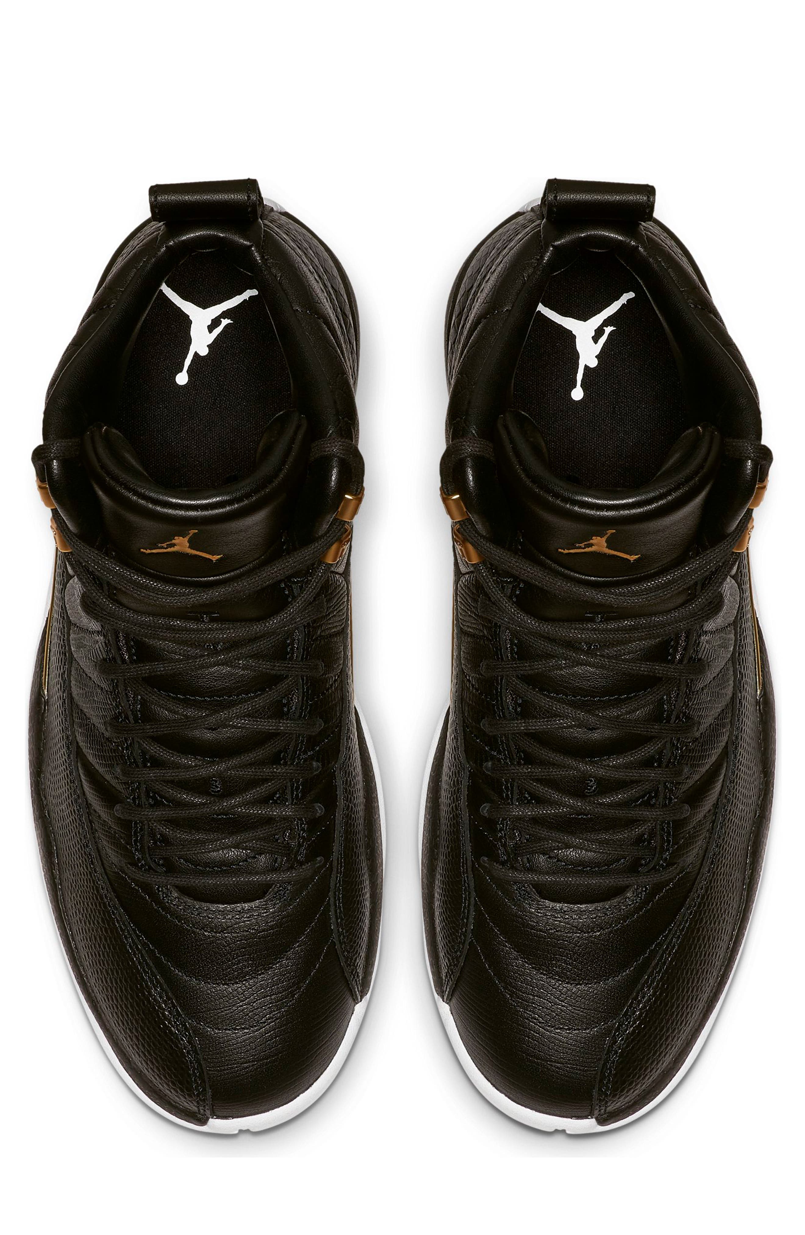Nike Air Jordan 12 Retro High Top Sneaker, Alternate, color, BLACK/ METALLIC GOLD/ WHITE
