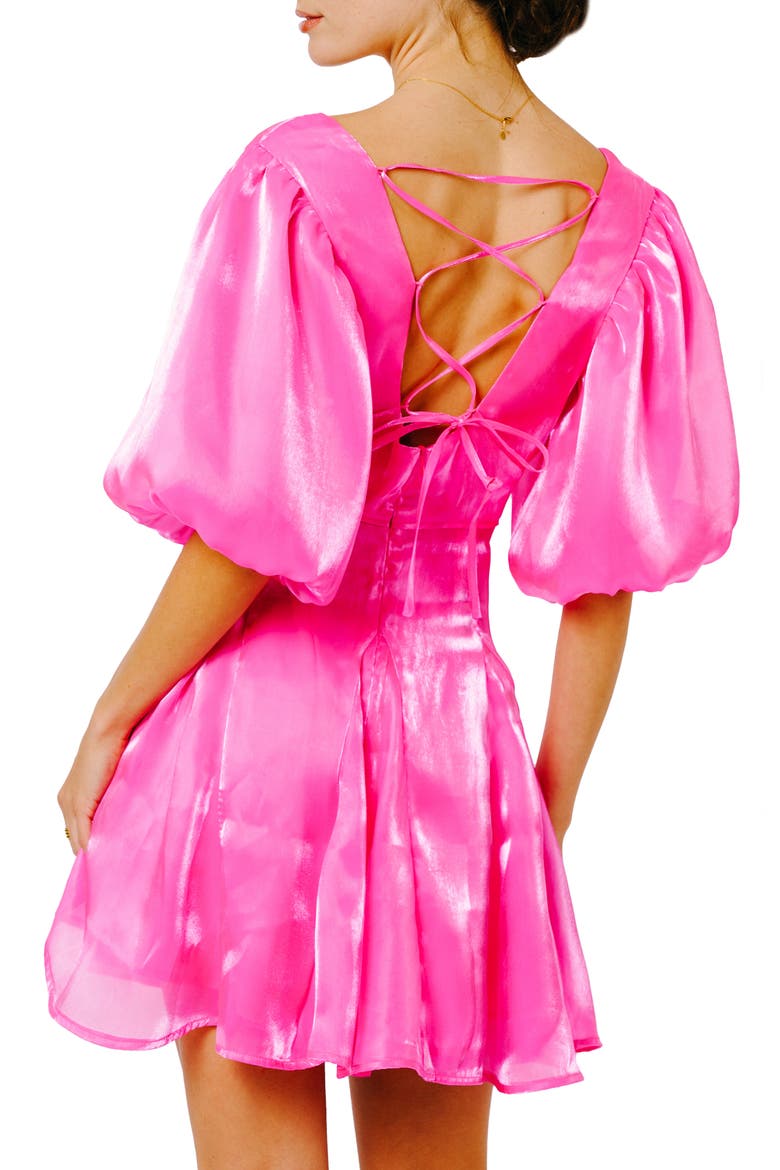 Kassady Metallic Puff Sleeve Minidress, Alternate, color, PINK
