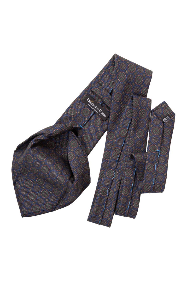 Moretti - Extra Long Printed Silk Tie for Men, Alternate, color, Navy and Green