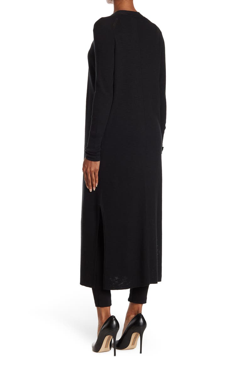 Longline Open Front Cardigan, Alternate, color, BLACK