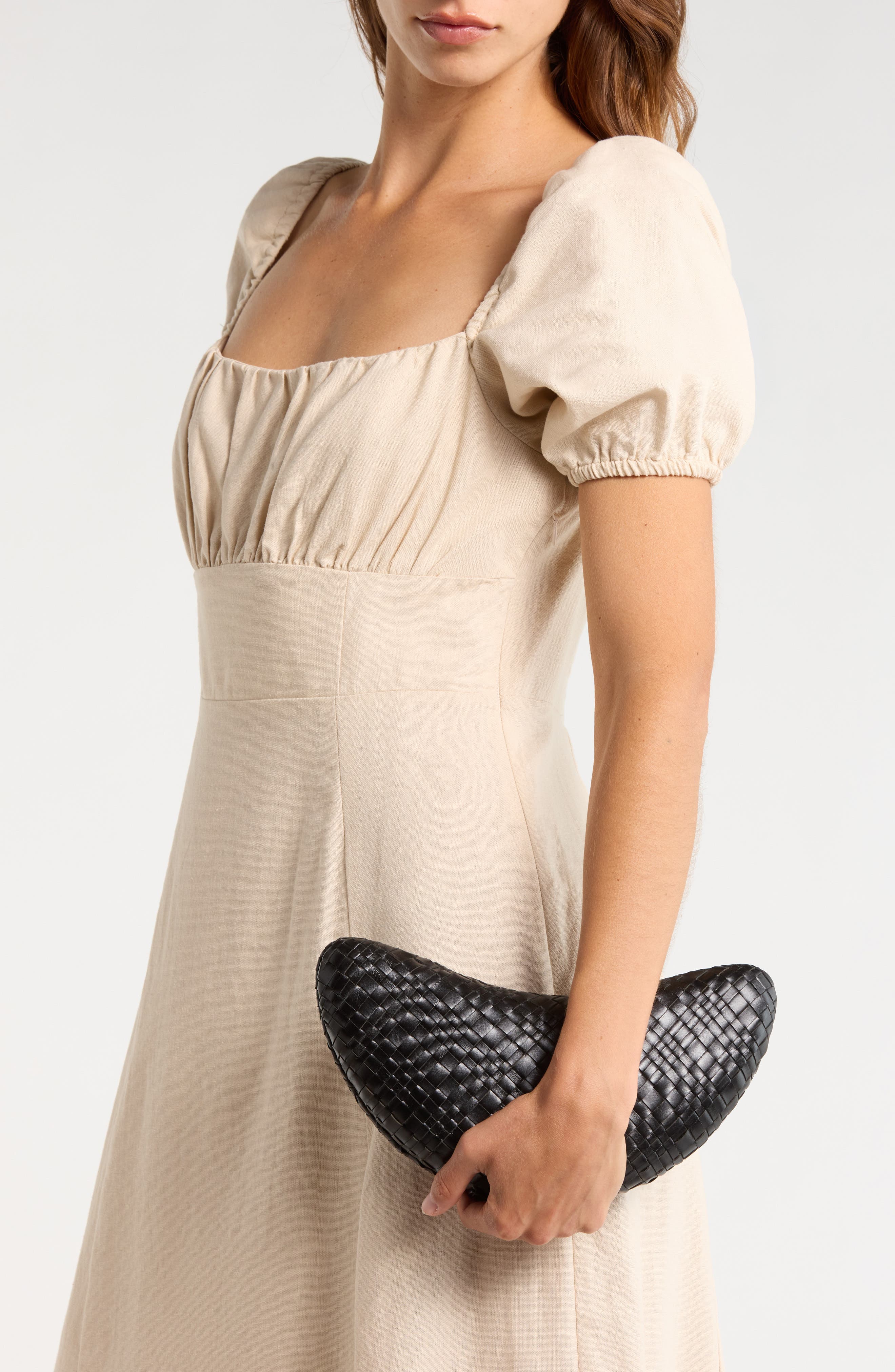 STAUD Crescent Leather Clutch, Alternate, color, Black