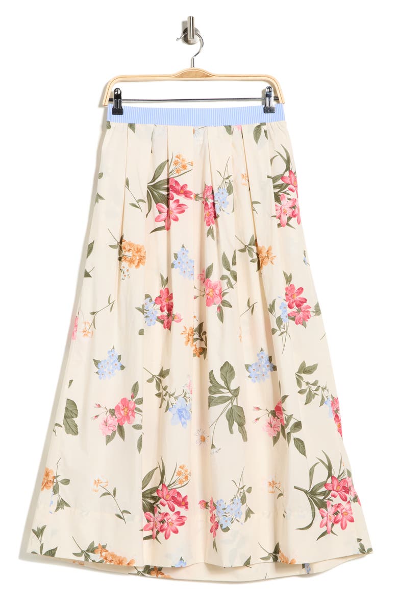 Cotton Poplin Maxi Skirt, Alternate, color, BEIGE GARDEN FLORAL