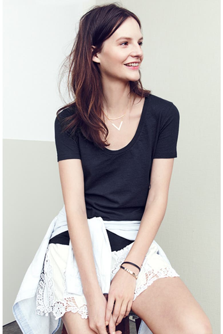 Scoop Neck Short Sleeve Tee, Alternate, color, WHITE