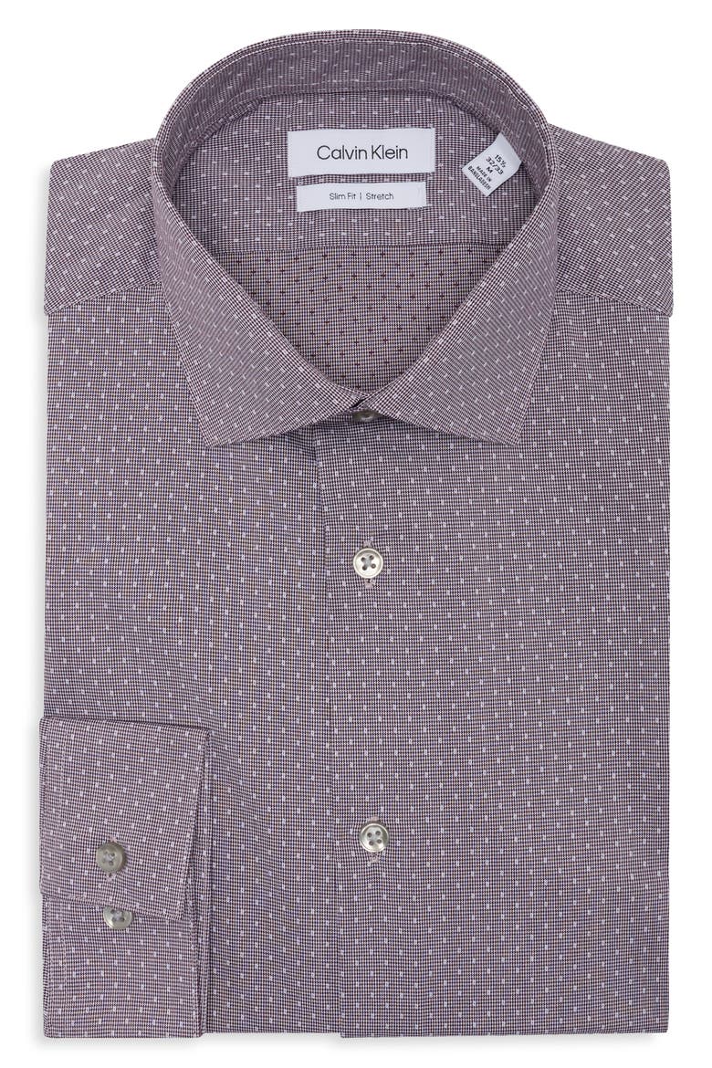 Slim Fit Stretch Patterned Shirt, Main, color, MAROON