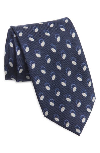 Hugo Boss Boss Polka Dot Jacquard Wool & Silk Tie In Dark Blue