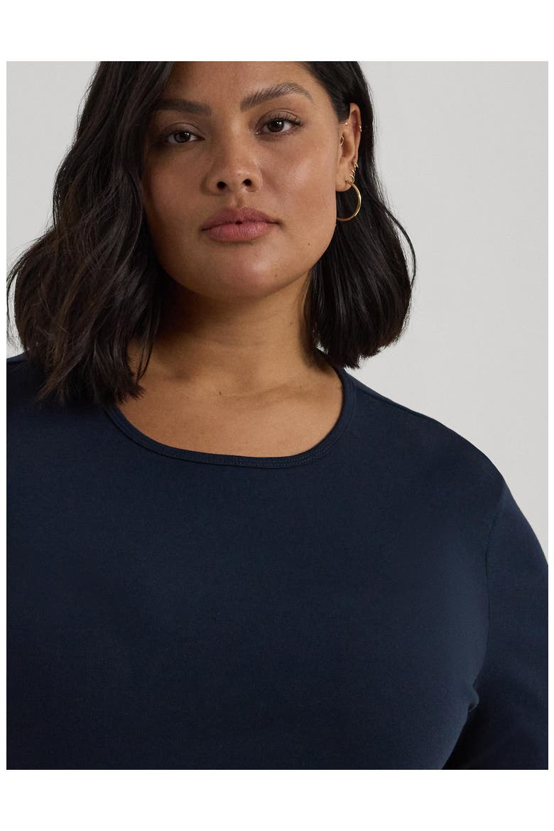 Long Sleeve Stretch Cotton Tee, Alternate, color, LAUREN NAVY