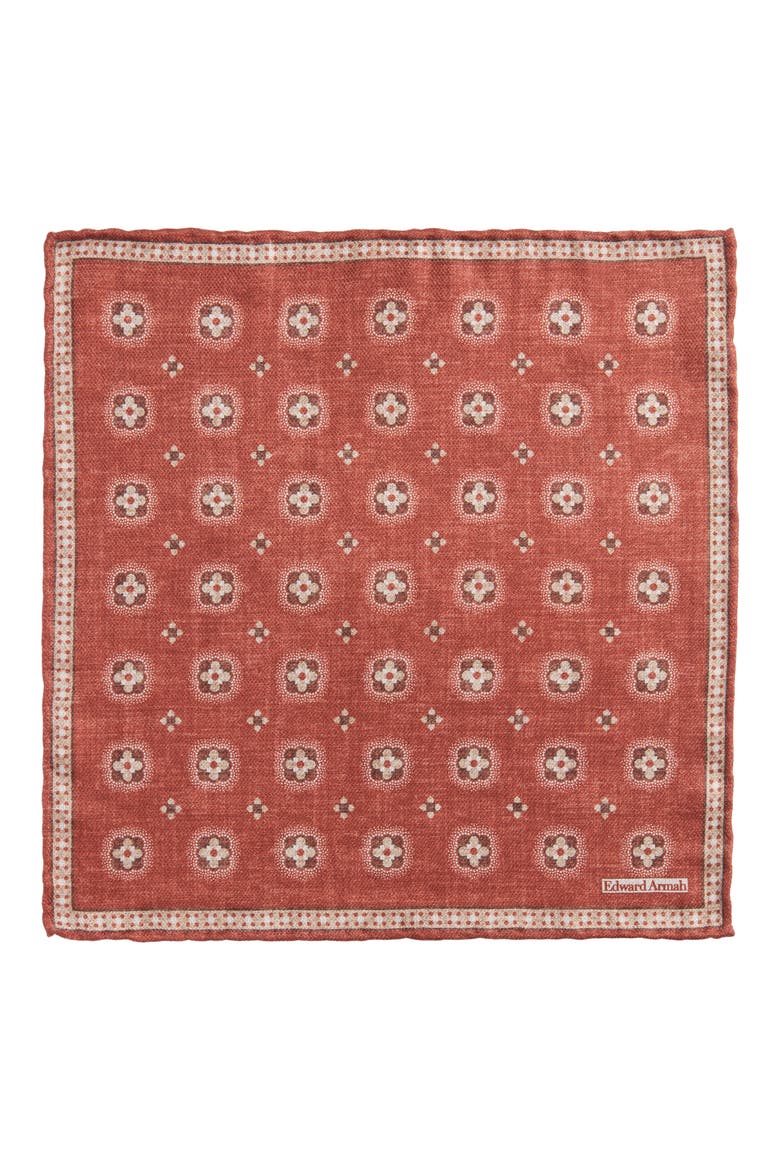 Foulard Reversible Silk Pocket Square, Alternate, color, CINNAMON