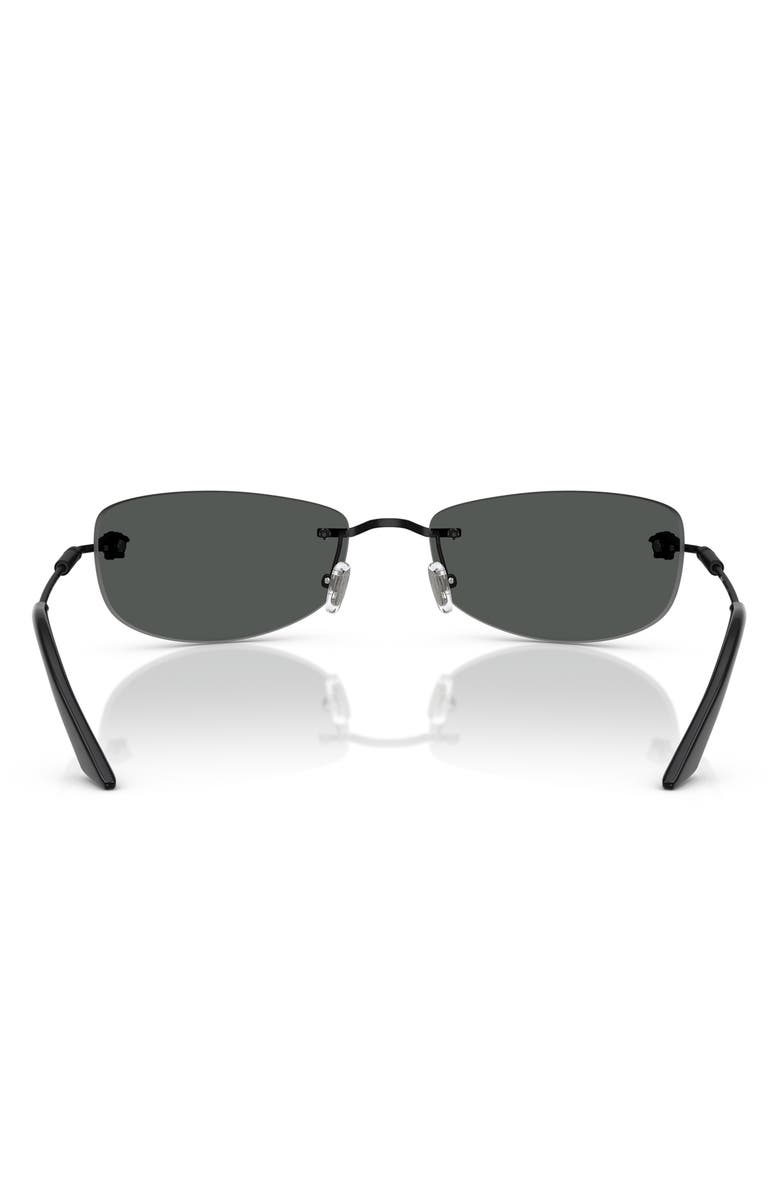 Versace 60mm Rectangular Sunglasses, Alternate, color, Matte Black