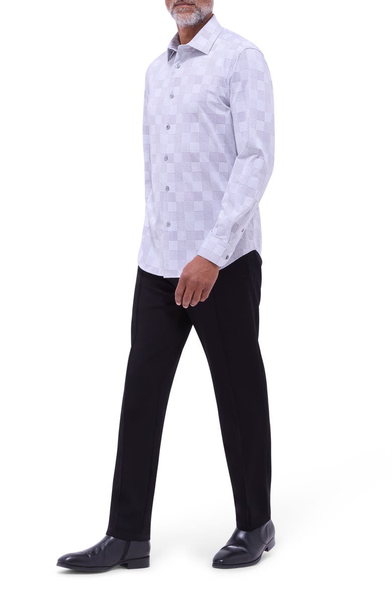 Bugatchi Jimmy OoohCotton<sup>®</sup> Mixed Print Button-Up Shirt, Alternate, color, Platinum