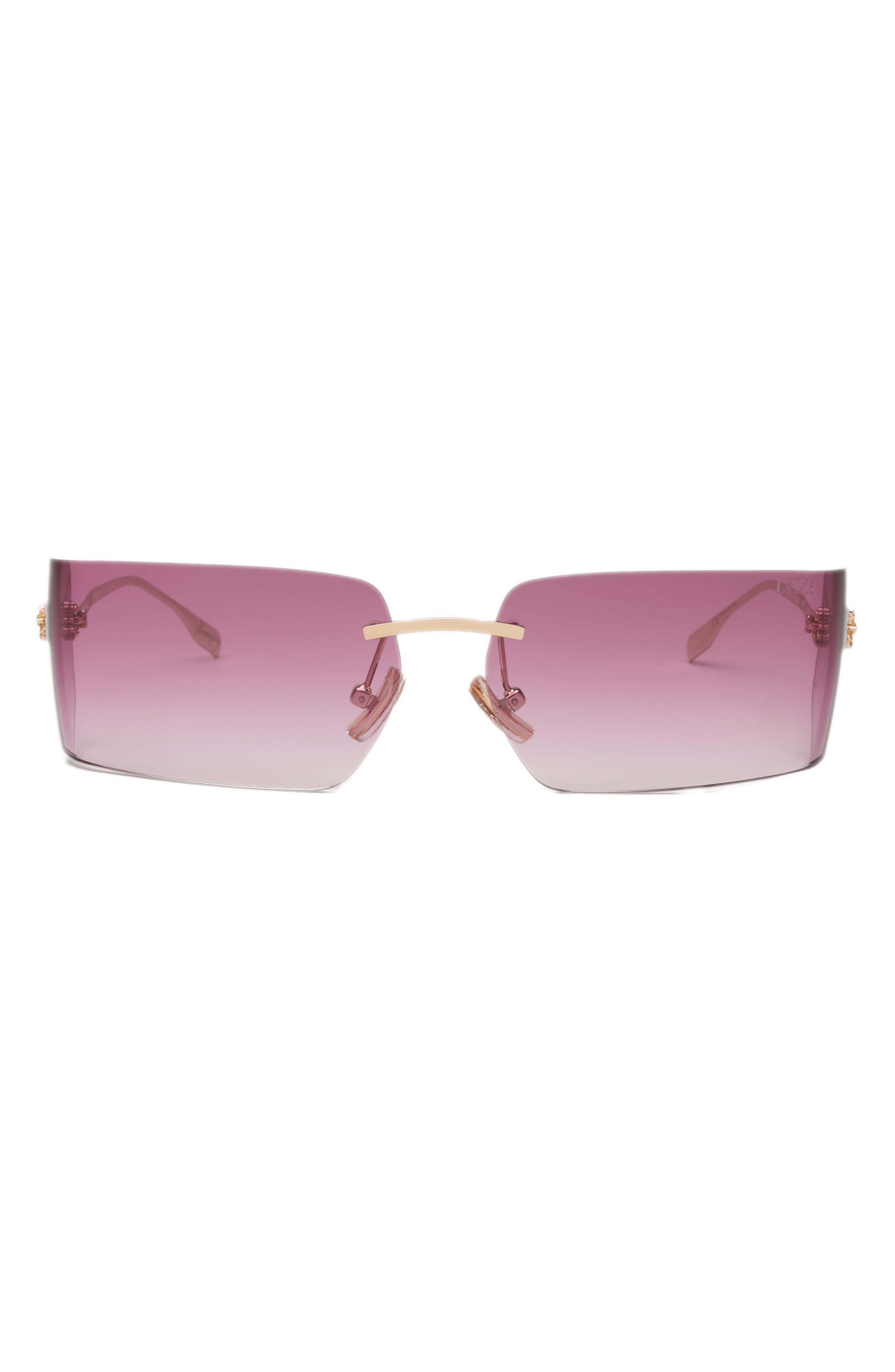 DEZI x Monet Moneybag$ 58mm Rimless Square Sunglasses in Gold /Plum Faded