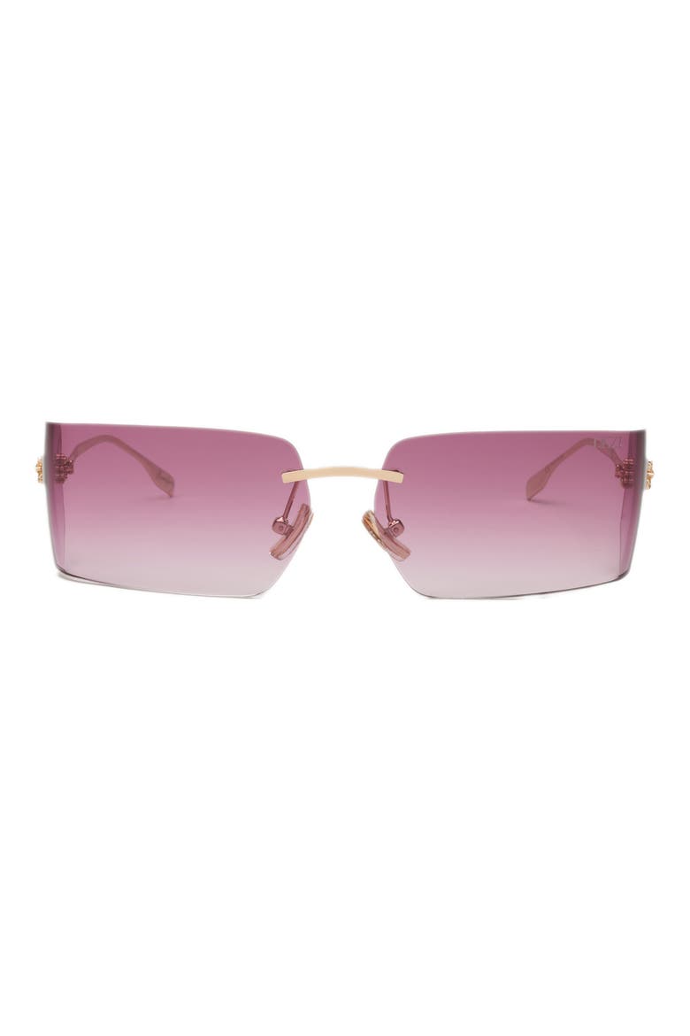 x Monet Moneybag$ 58mm Rimless Square Sunglasses, Main, color, GOLD / PLUM FADED