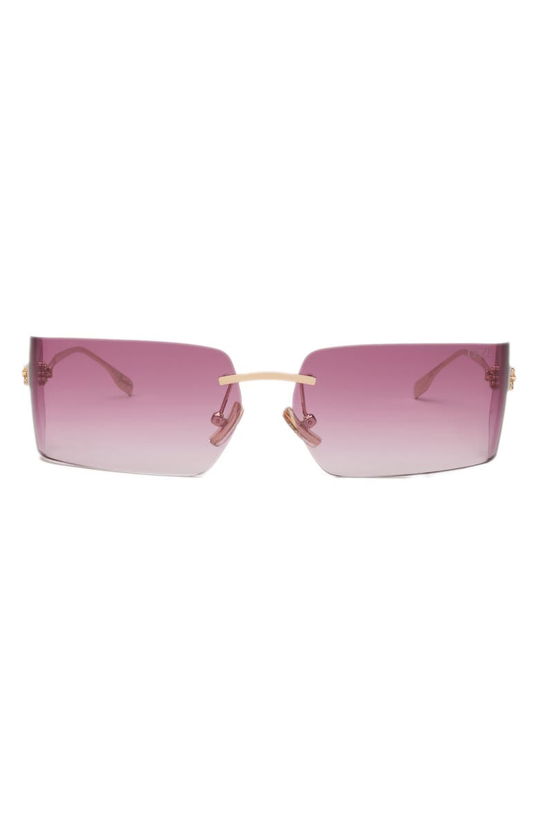 DEZI x Monet Moneybag$ 58mm Rimless Square Sunglasses, Main, color, Gold / Plum Faded