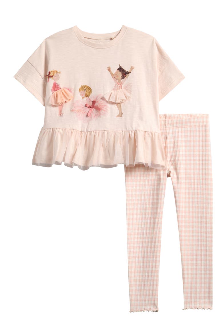 Kids' Ballerina Peplum Top & Leggings Set, Main, color, PINK