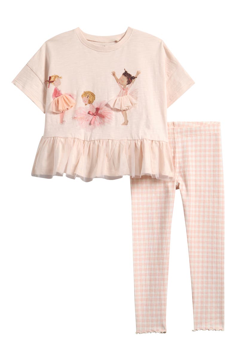 NEXT Kids' Ballerina Peplum Top & Leggings Set, Main, color, Pink