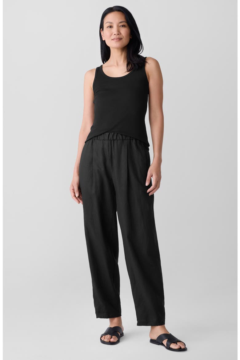 Organic Linen Ankle Lantern Pants, Alternate, color, BLACK