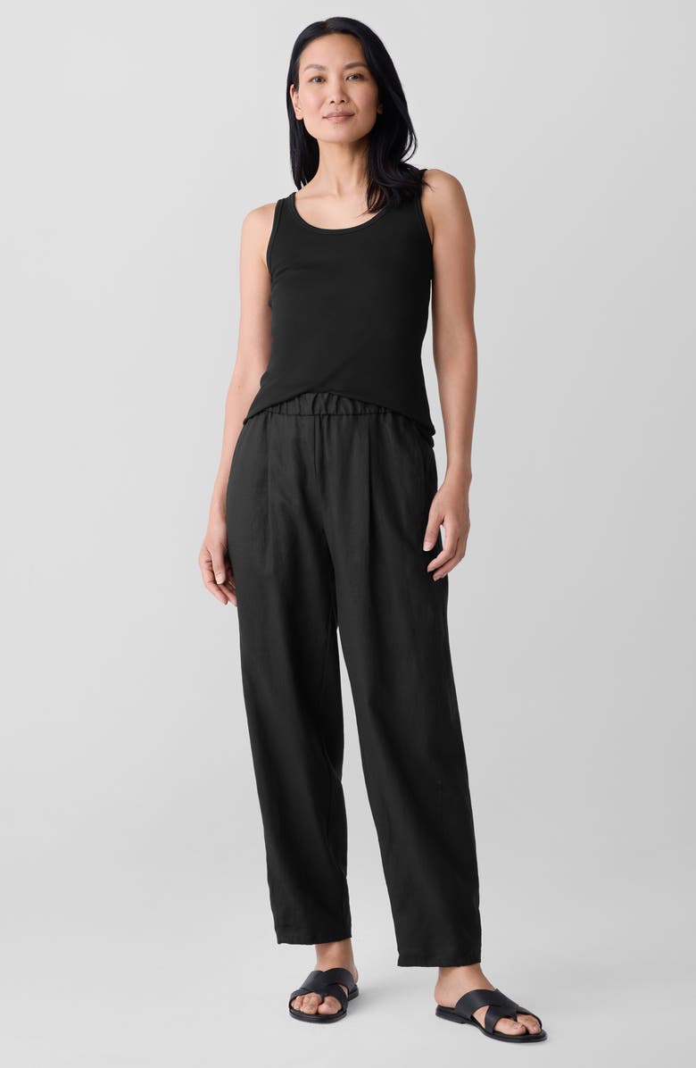 Eileen Fisher Organic Linen Ankle Lantern Pants, Alternate, color, Black