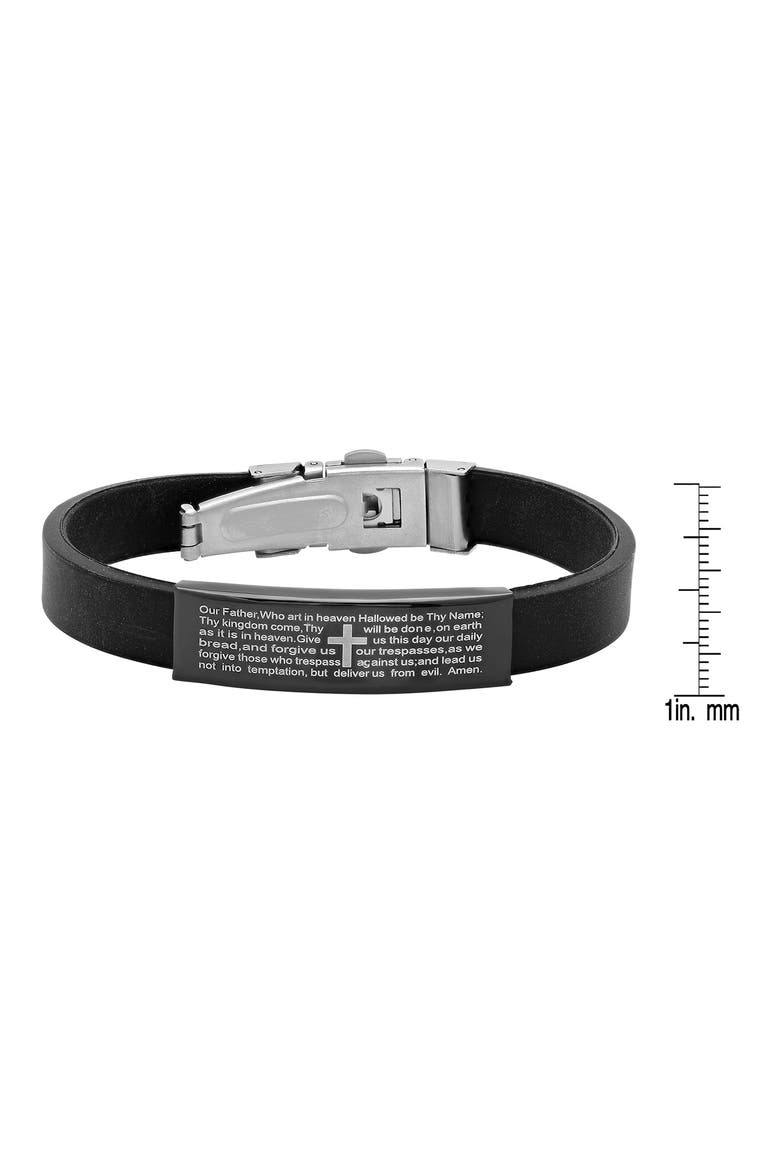 HMY JEWELRY Black Rubber Lord's Prayer Bracelet, Alternate, color, BLACK