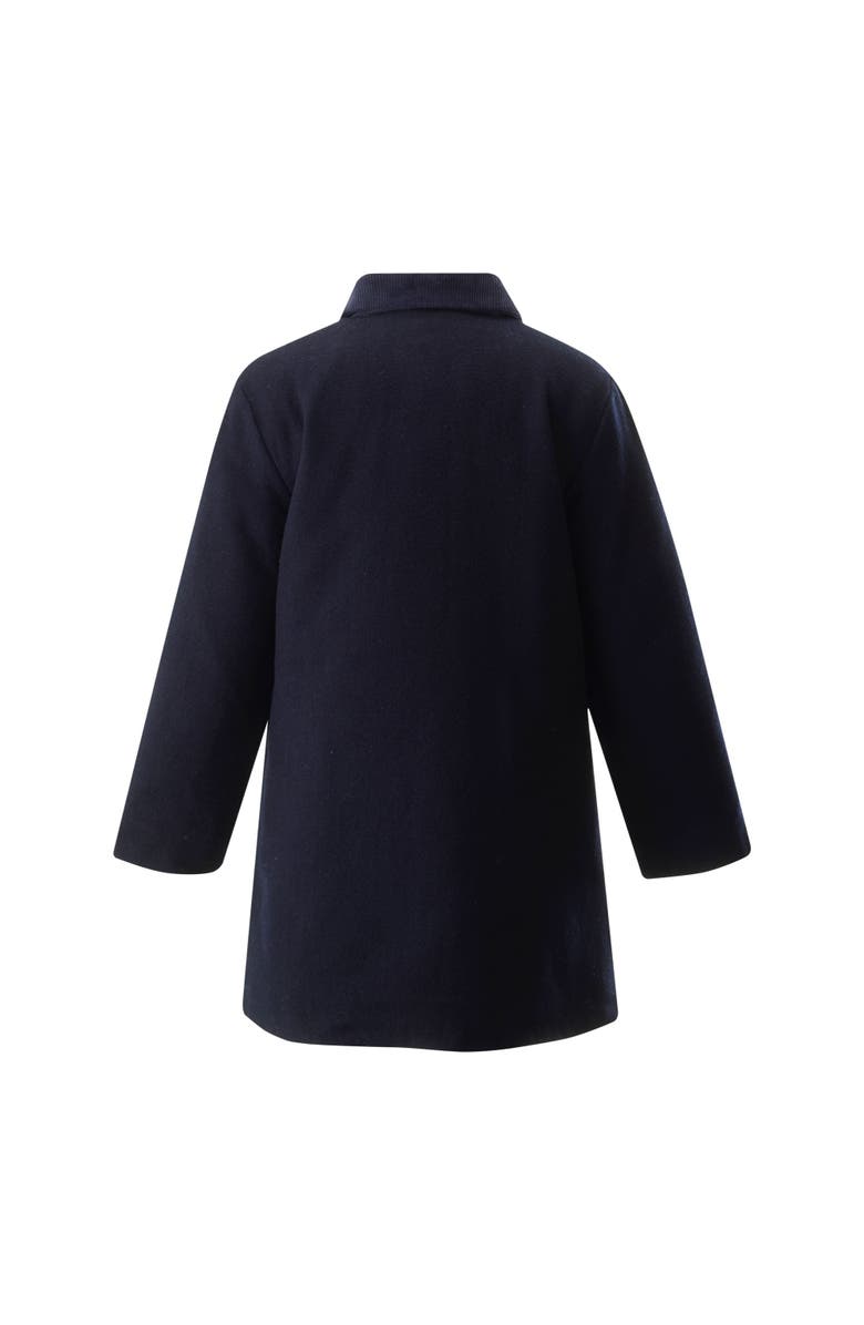 Rachel Riley Velvet Trim Dress Coat, Alternate, color, Navy