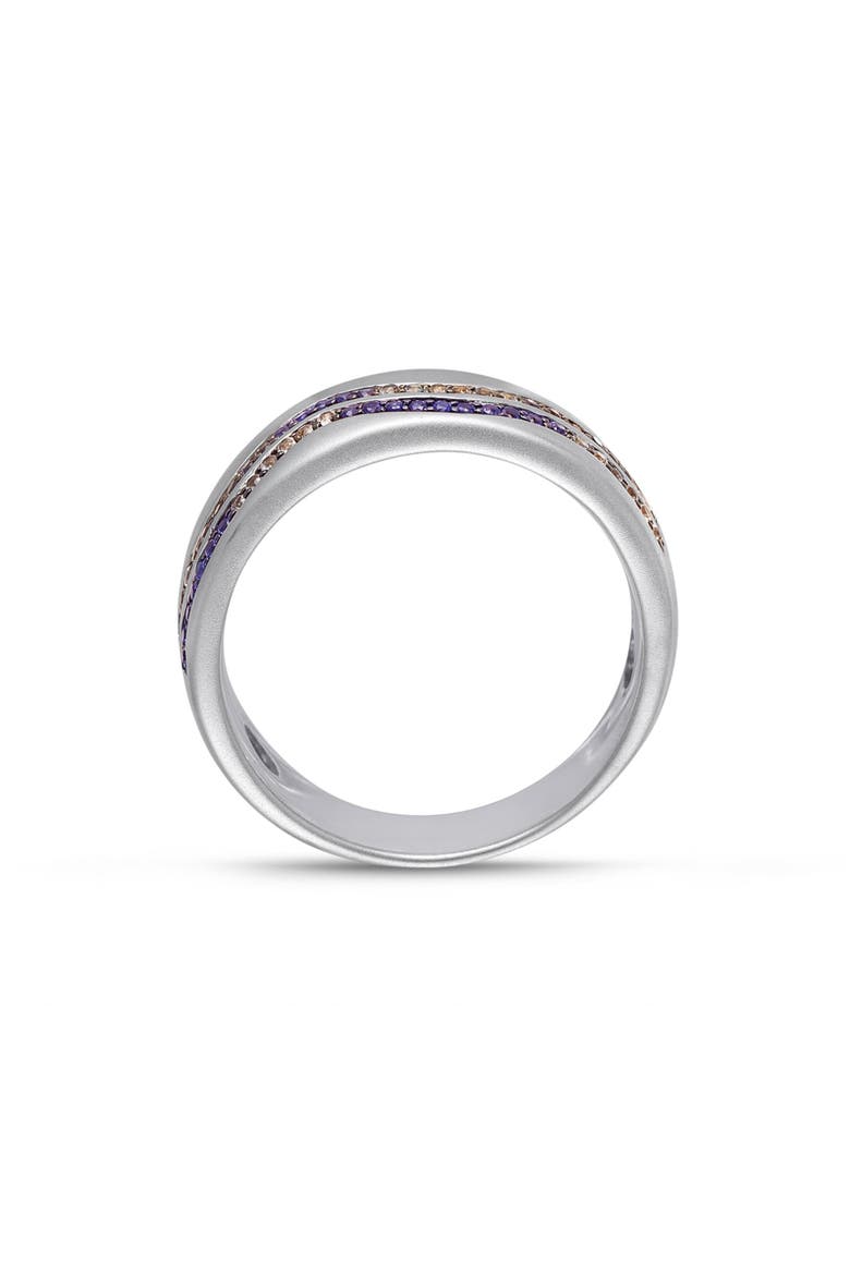 Lifes A Beach Blue Sapphire & Topaz Silver Band Men Ring, Alternate, color, Silver