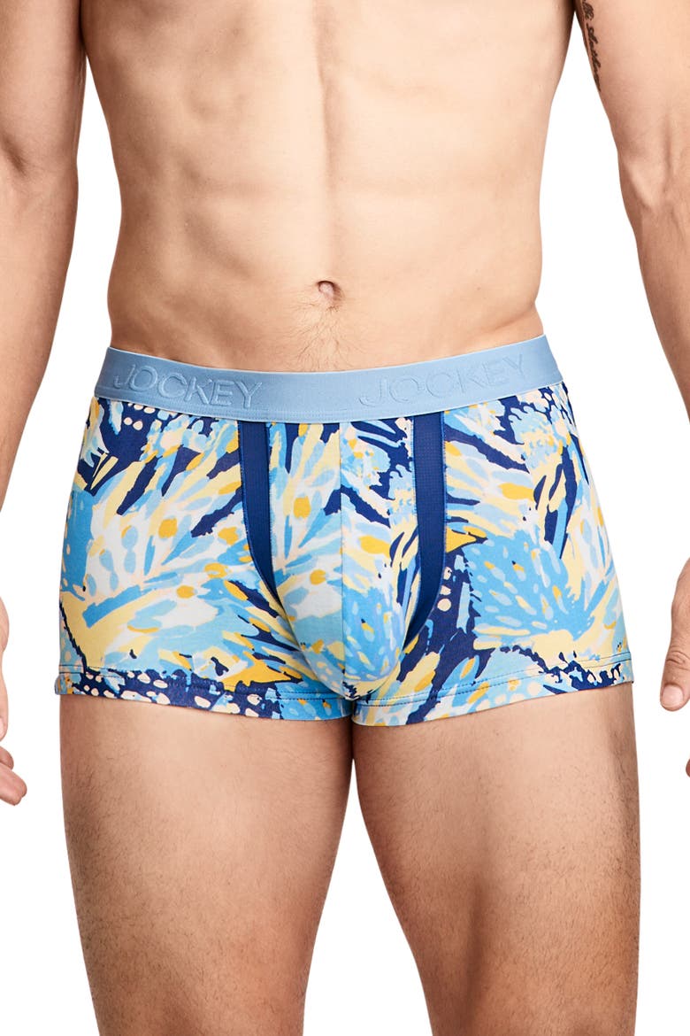 Men's Chafe Proof Pouch Cotton Stretch 3" Trunk - 3 Pack, Alternate, color, Tropic Breeze