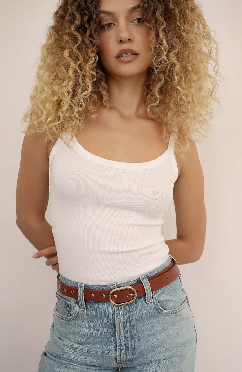 Ettika Stud Leather Belt, Alternate, color, Cognac