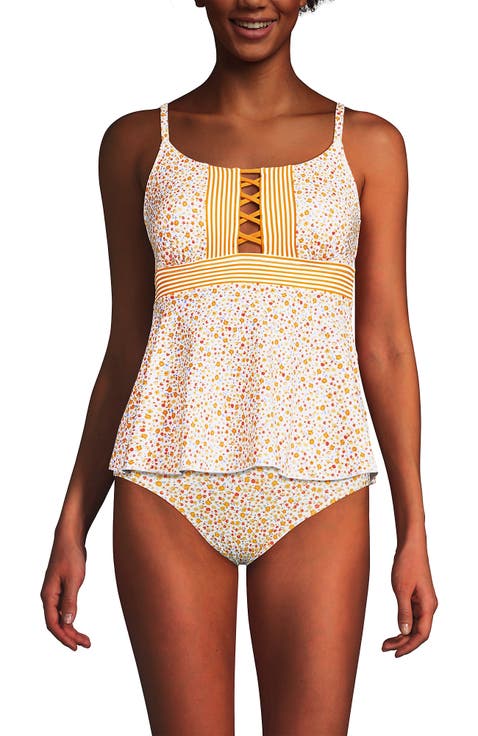 Lace-up Flutter Tankini Swimsuit Top