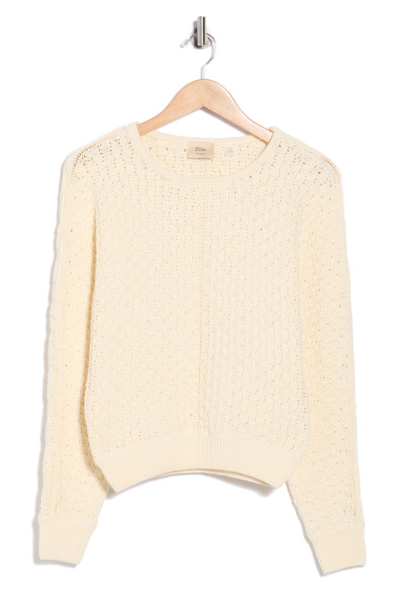 Textured Dolman Sleeve Cotton Sweater, Alternate, color, IVORY