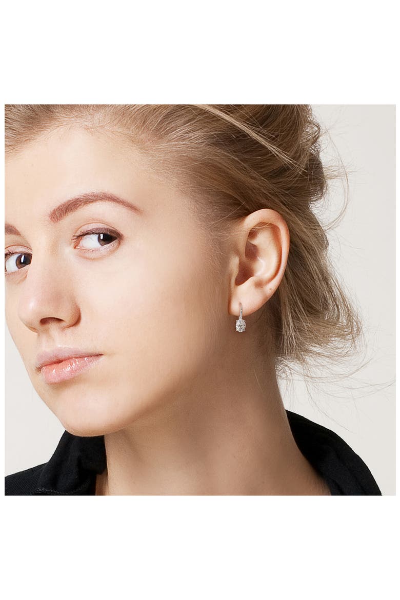 Oval Created Moissanite Lever Back Earrings, Alternate, color, WHITE