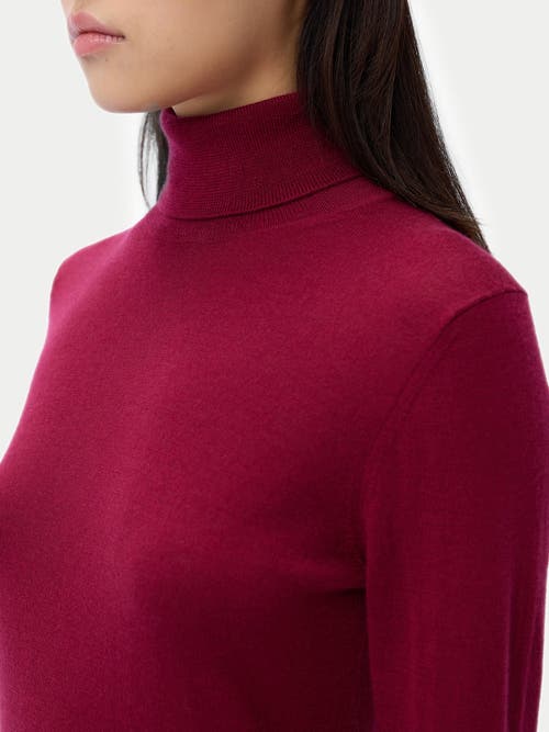 Gobi Mongolian Cashmere Wardrobe Essential Cashmere-silk T-neck Sweater In Burgundy
