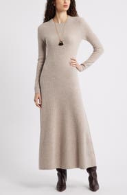 Nordstrom Long Sleeve Wool & Cashmere Rib Maxi Dress