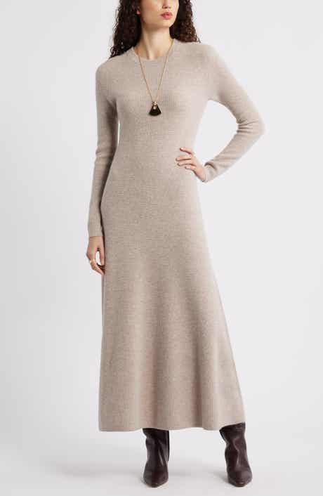 Nordstrom Long Sleeve Wool & Cashmere Rib Maxi Dress