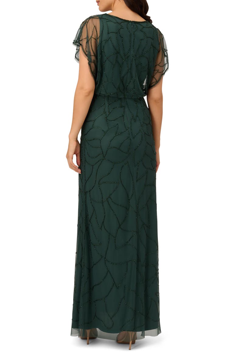 Adrianna Papell Beaded Mesh Blouson Gown, Alternate, color, 