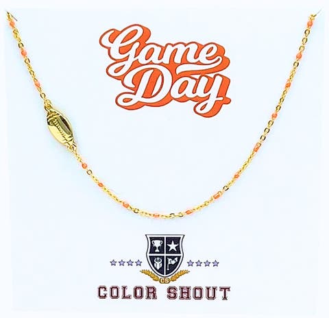 Game Day Side Set Football Necklace with Enamel Beads