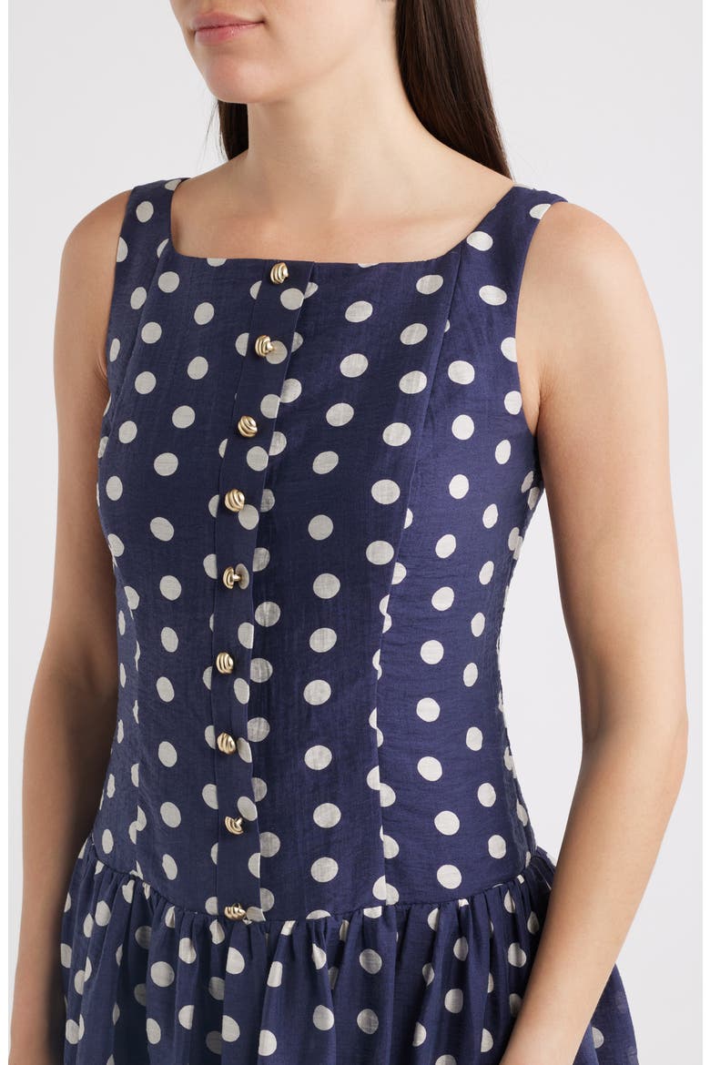 Dot Sleeveless Midi Dress, Alternate, color, NAVY MULTI
