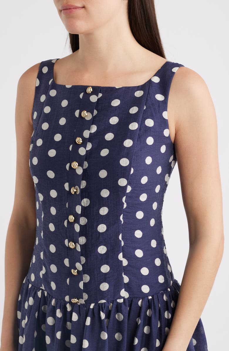 Julia Jordan Dot Sleeveless Midi Dress, Alternate, color, Navy Multi