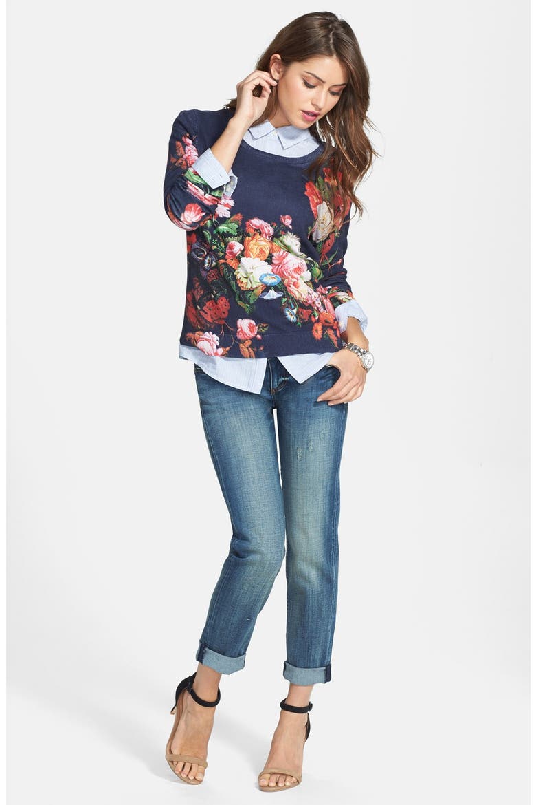 NOVELTY PRINT SWEATER, Alternate, color, NAVY FLORAL