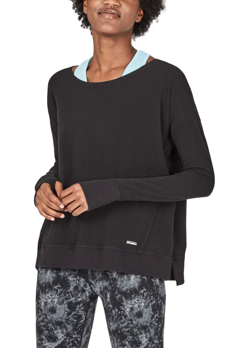 Luxe Simhasana Sweatshirt, Main, color, BLACK