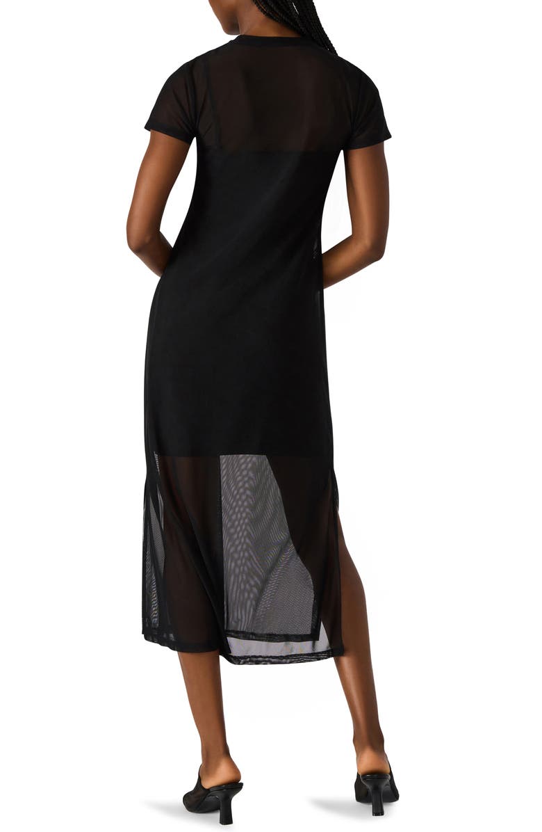 Steve Madden Nola Mesh Midi Dress, Alternate, color, Black