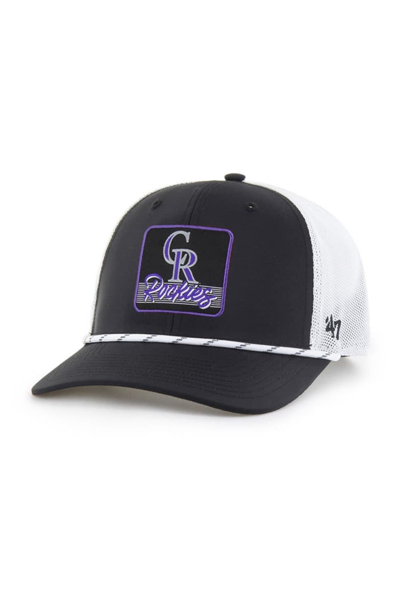 Men's '47 Black/White Colorado Rockies Scratch Adjustable Trucker Hat, Main, color, Black