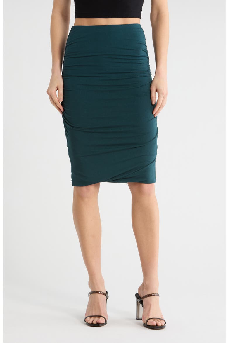 Ruched Stretch Modal Midi Skirt, Main, color, HUNTER GREEN